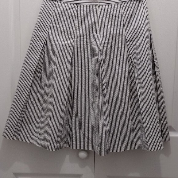 J.Crew Pleated Striped Cotton Skirt Women’s Size 2 Navy White A-Line Knee Length - Picture 8 of 10